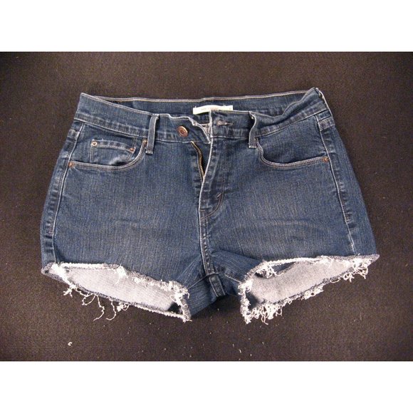LEVIS 505 CUTOFF JEANS SHORTS Sz 6 Blue Denim Stretch Daisy Dukes 29" Waist - Picture 1 of 9